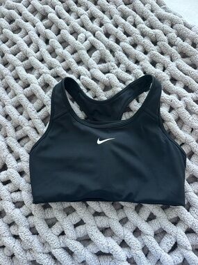 Nike Black Racerback Sports Bra with White Swoosh